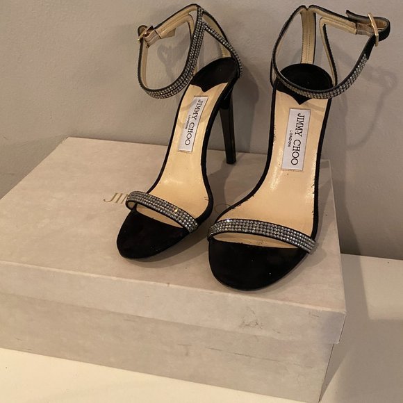 Jimmy Choo Daisy 100 Rhinestone Embellished Sandals  Size 37/7US  w/box - Picture 2 of 12